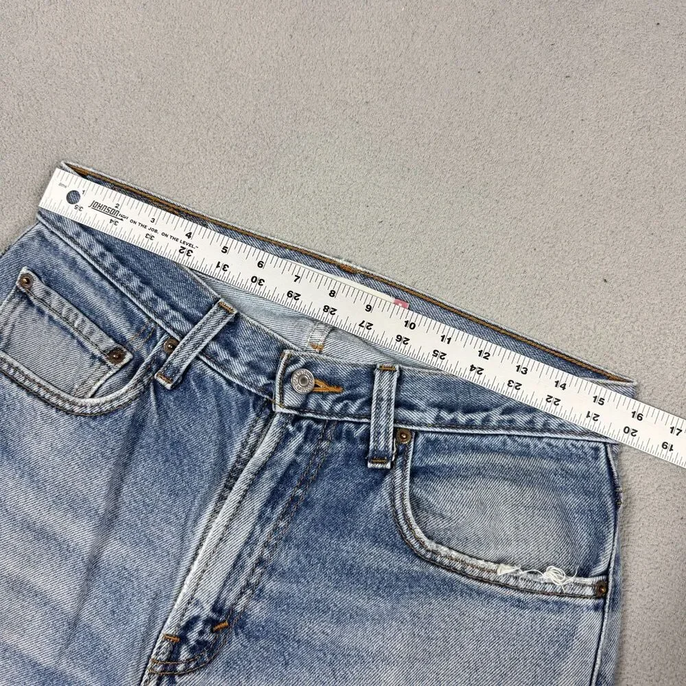 Levis 505 Jeans 32x32 Men's Regular Fit Light Wash Distressed Faded Denim